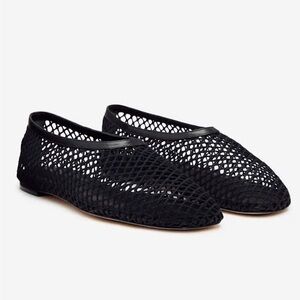 Reformation Britt Black Mesh Flats